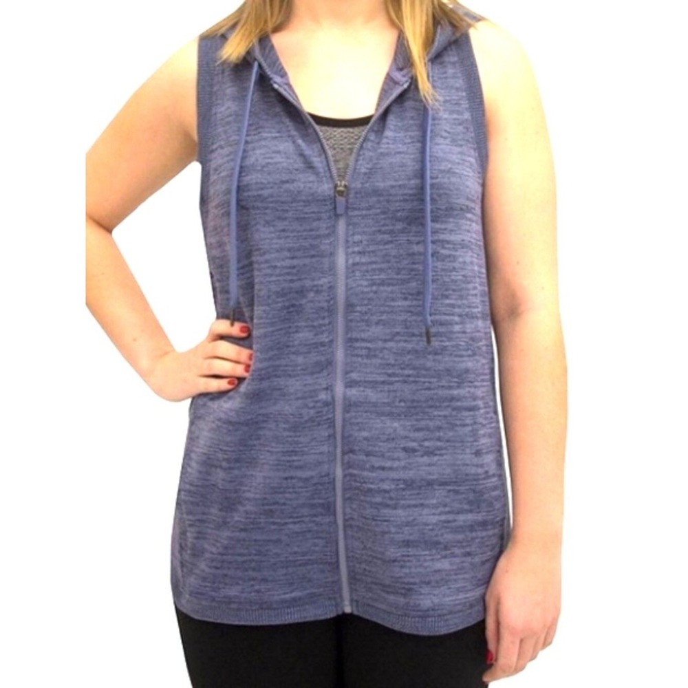 Active Life Sleeveless Hooded Vest, Size Small, Blue, Cross-Back, Zip Up, NEW